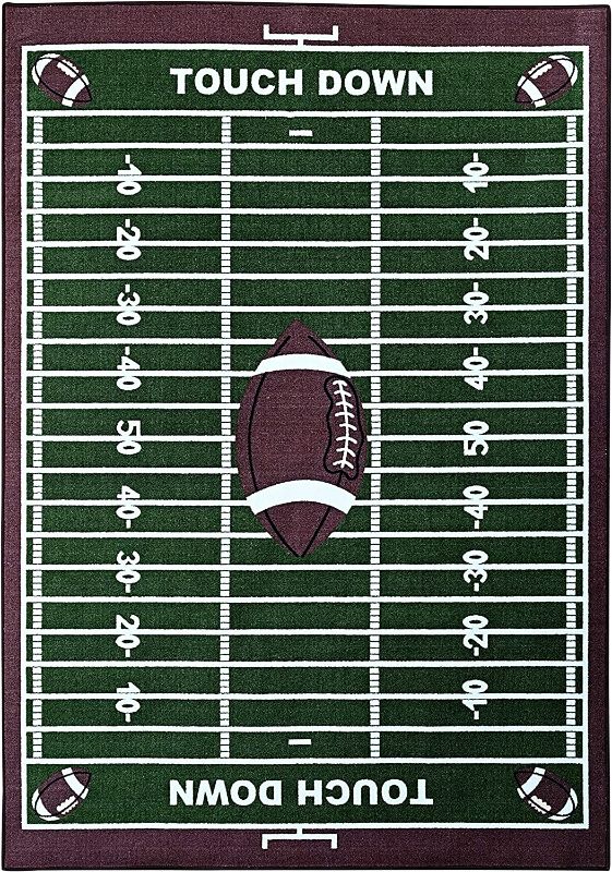 Photo 2 of Furnish my Place 700 Corner Football Play Area Rug for Kids Playroom, Bathroom & Kindergarten Classroom, Corner Football Field Ground, Green (2'2"x3')