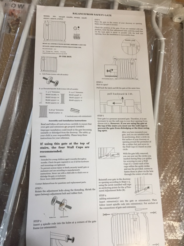 Photo 5 of BalanceFrom Easy Walk-Thru Safety Gate for Doorways and Stairways with Auto-Close/Hold-Open Features, Multiple Sizes, White 43.3 - 52.7 Cool WhiteLPNPMAG5429471
