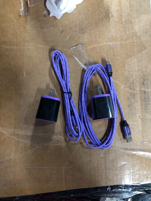 Photo 2 of Type C Charging Cable, 2 Pack, Purple, 6ft NEW