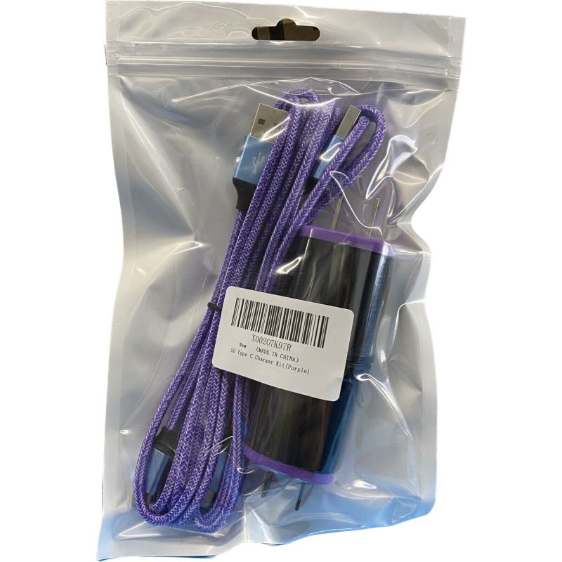 Photo 1 of Type C Charging Cable, 2 Pack, Purple, 6ft NEW