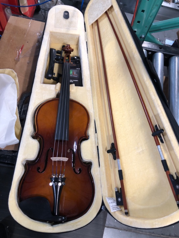 Photo 2 of *SEE NOTES* Cecilio CVN-300 Solidwood Ebony Fitted Violin with D'Addario Prelude Strings, Size 4/4 (Full Size) 