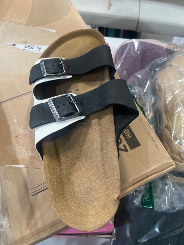 Photo 2 of FITORY Mens Sandals, Arch Support Slides with Adjustable Buckle Straps and Cork Footbed