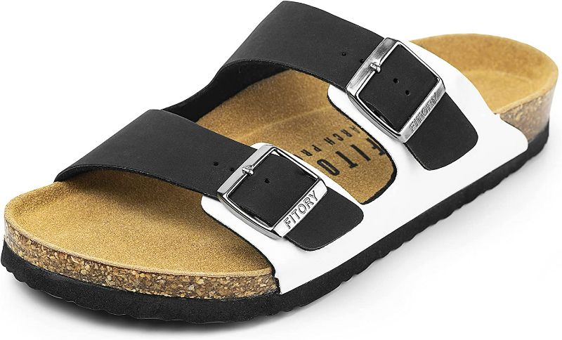 Photo 1 of FITORY Mens Sandals, Arch Support Slides with Adjustable Buckle Straps and Cork Footbed