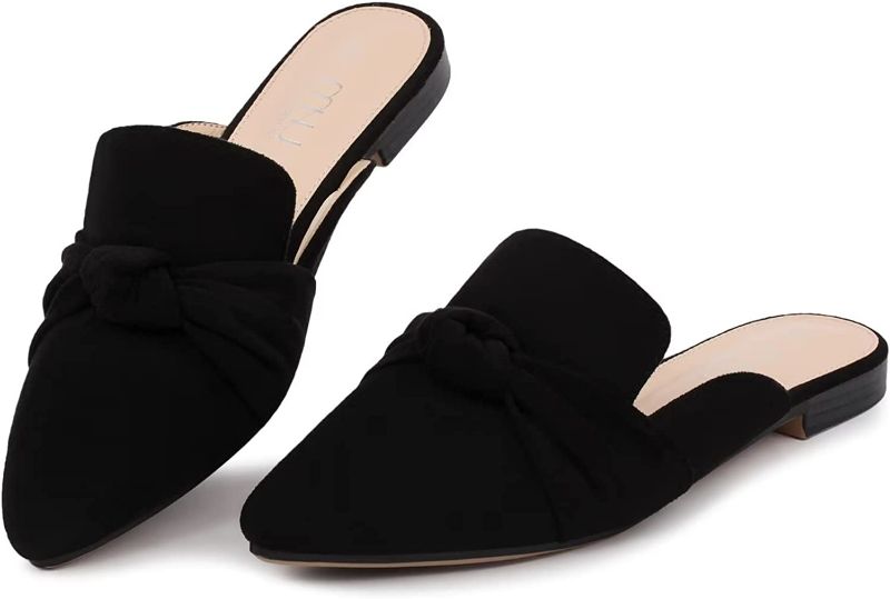 Photo 1 of MUSSHOE Mules for Women Flats Comfortable Pointed Toe Women Mules Flats with Knot