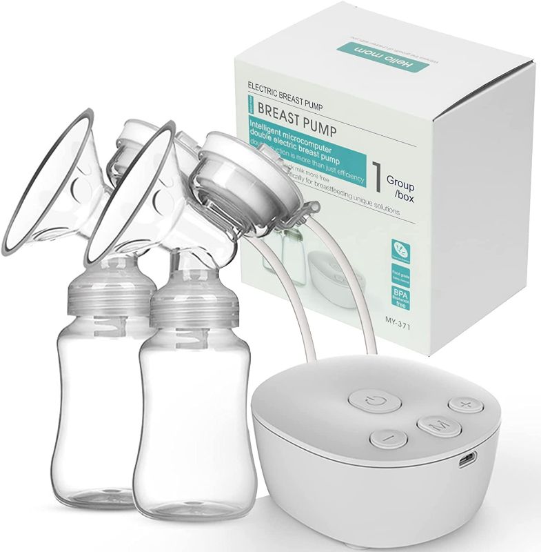 Photo 1 of Breast Pump, Double Electric Breast Pump Portable Anti-Overflow Massaging Modes Ultra-Quiet Pain Free USB-Powered Breast Pumps Nursing Breastfeeding Milk Extractor with 3 Modes & 9 Levels BPA Free