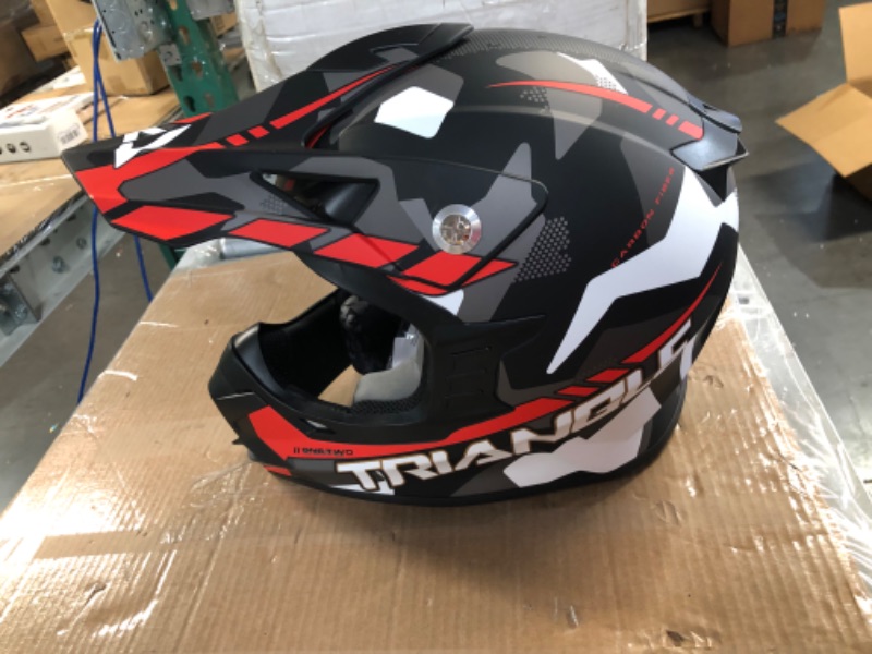 Photo 2 of TRIANGLE Youth Kids Dirt Bike Helmet Offroad ATV Motocross Helmets DOT Approved Large Red