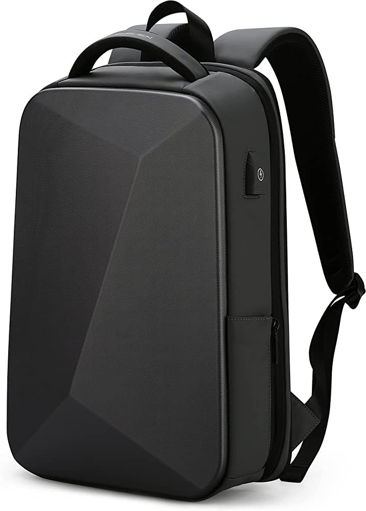 Photo 1 of FENRUIEN Anti-Theft Hard Shell Backpack 15.6-Inch,Expandable Slim Business Travel Laptop Backpack for Men,Water-repellent Black Laptop Bag with USB Port