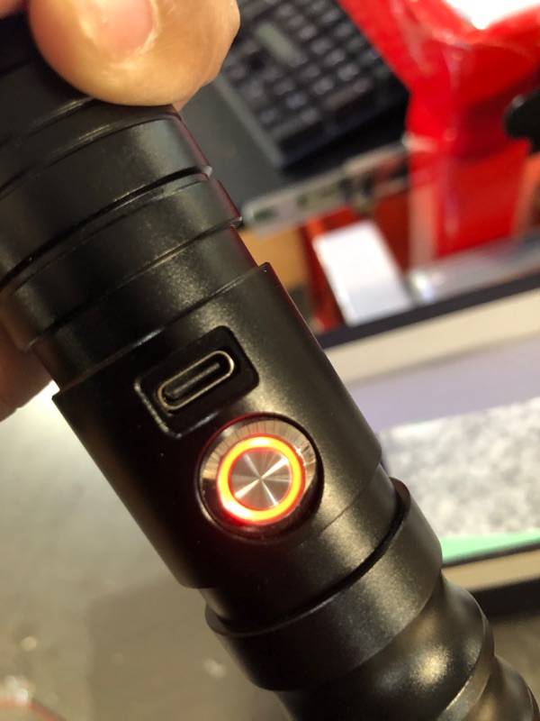 Photo 1 of CVCBSER FX Dueling Lightsaber RGB 12 Colors Changeable Premium Aluminium Alloy Hilt Light Saber with 9 Mode Sound Force Lightsaber Toys (Black)