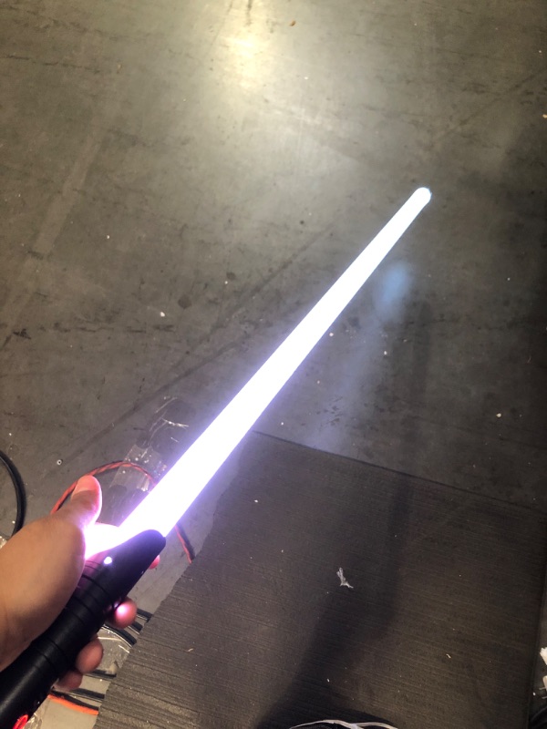 Photo 1 of CVCBSER FX Dueling Lightsaber RGB 12 Colors Changeable Premium Aluminium Alloy Hilt Light Saber with 9 Mode Sound Force Lightsaber Toys (Black)