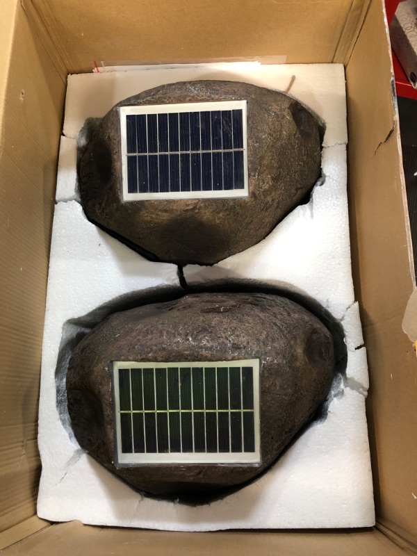 Photo 2 of *UNTESTED* Alpine Corporation Weather-Resistant Bluetooth Solar-Powered Outdoor Wireless Rock Speaker – Set of 2