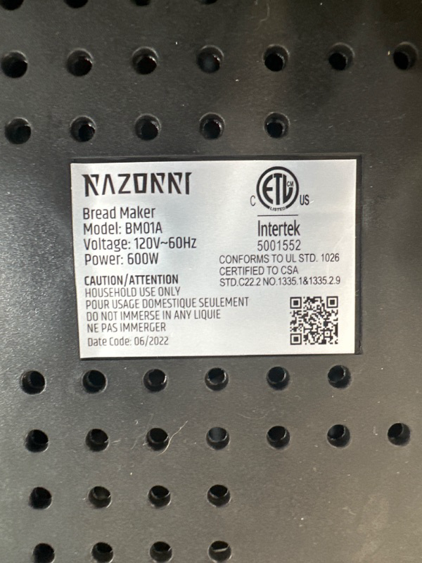 Photo 1 of *UNTESTED* Razorri Bread Maker Machine Stainless Steel UL Certified