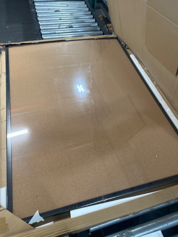 Photo 1 of *DAMAGED* ORIENTOOLS 48 x 36 Inch Cork Board with 10 Color Pins, Bulletin Board with Black Frame for Home, Office, School, Cubicle, etc. 48X36 Inch