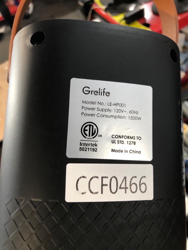 Photo 3 of *UNTESTED* Grelife 1500W Space Heater with Adjustable Thermostat, 18"