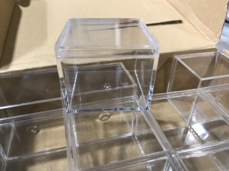 Photo 3 of 12 Pieces Clear Acrylic Plastic Square Cube Small Acrylic Box (2.2 x 2.2 x 1.8 inch)