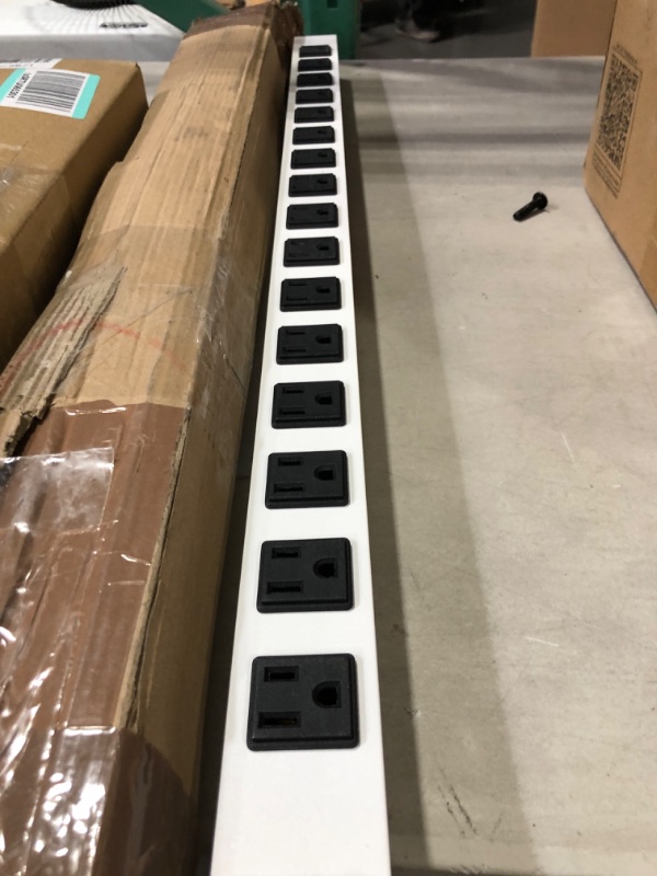 Photo 1 of JUNNUJ Metal 12 Outlet Power Strip, White Mountable Heavy Duty Power Strip, 800J Surge Protector Wall Mount Power Outlet with Switch, 15A 125V 1875W, 6 FT 14AWG Power Cord 6FT White