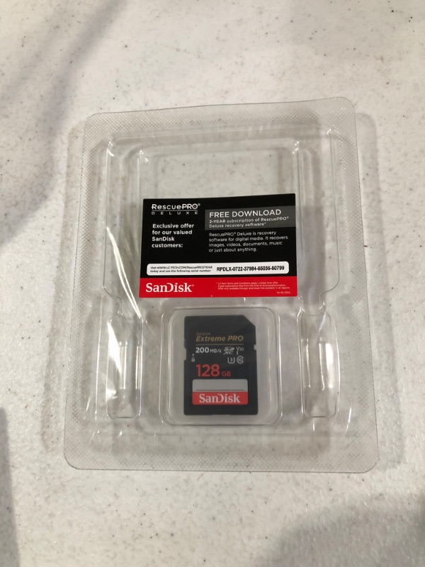 Photo 2 of SanDisk 128GB Extreme PRO SDXC UHS-I Memory Card - C10, U3, V30, 4K UHD, SD Card - SDSDXXD-128G-GN4IN 128GB Memory Card Only