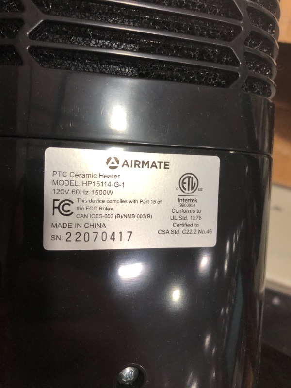 Photo 4 of ***FOR PARTS ONLY**** 
AIRMATE Space Heater for Indoor Use 25", 1 Black