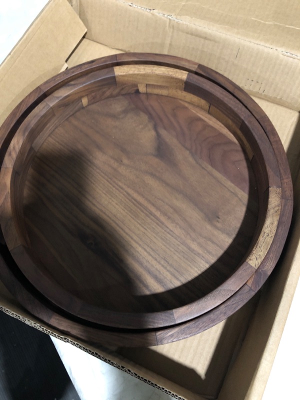 Photo 2 of **stock photo for reference**see all pictures**
Wood Decorative Tray Round: Brown Bead Tray for Coffee Table Rustic Wooden Trays 