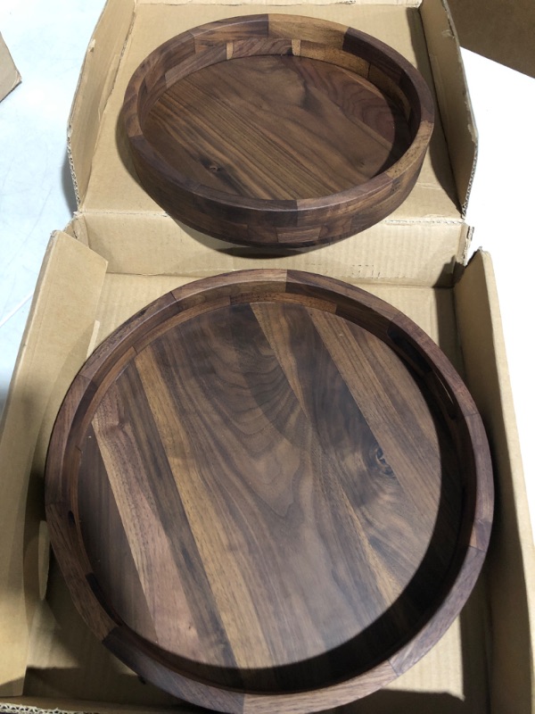 Photo 3 of **stock photo for reference**see all pictures**
Wood Decorative Tray Round: Brown Bead Tray for Coffee Table Rustic Wooden Trays 