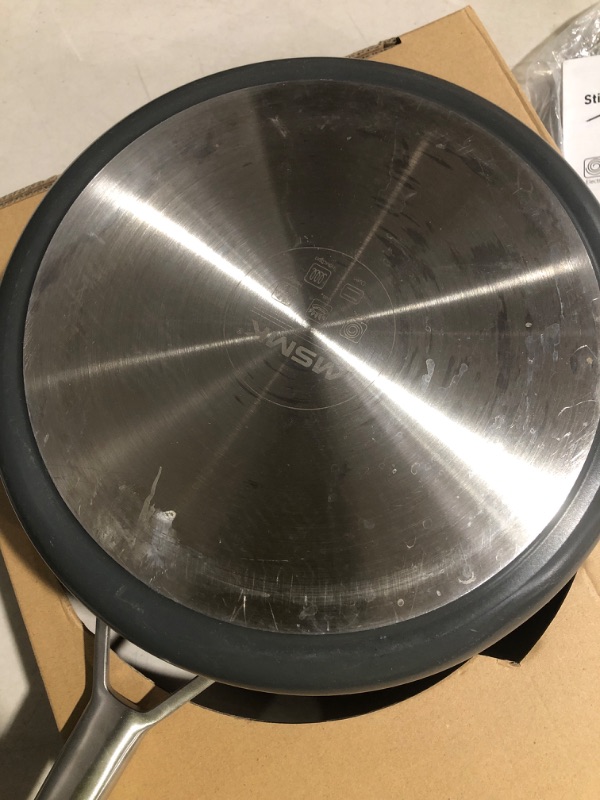 Photo 3 of **item has minor scratches at bottom of pan**
MsMk Nonstick Deep Frying Pan, 5 Quart Saute Pan with lid, Stay-Cool Handle, Smooth Bottom, 