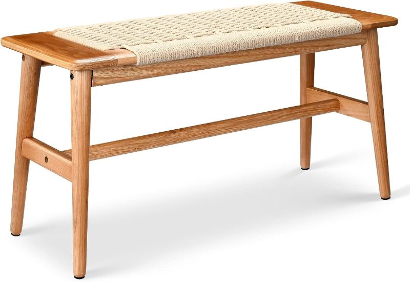 Photo 1 of **SEE NOTES**
Fancyarn Woven Bench, 32" L FAS Grade Solid Oak Wood Dining Bench w/Rustic Design
