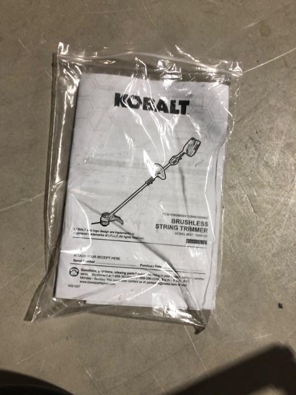Photo 4 of ***UNTESTED - SEE NOTES***
Kobalt 40-volt Max 15-in Straight Battery String Trimmer 2.5 Ah