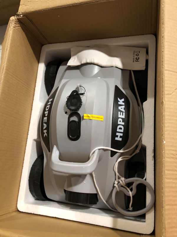 Photo 3 of **SEE NOTES/FOR PARTS**
Cordless Robotic Pool Cleaner, HDPEAK Pool Vacuum Lasts 110 Mins, Auto-Parking, Rechargeable, Automatic Cordless Pool Vacuum Ideal for Above/In-Ground Pools Up to 50 feet, Grey