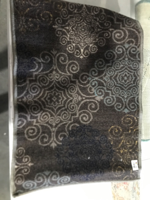 Photo 2 of *USED* Modern Floral Swirl Design Non-Slip (Non-Skid) Area Rug 20" X 30" Gray Grey 2' x 3'/20" x 30"