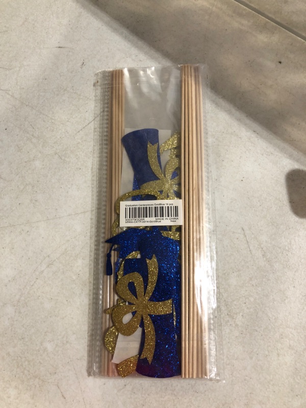 Photo 3 of Gexolenu 16 PCS Blue and Gold Double-Sided 2023 Graduation Centerpieces for Tables