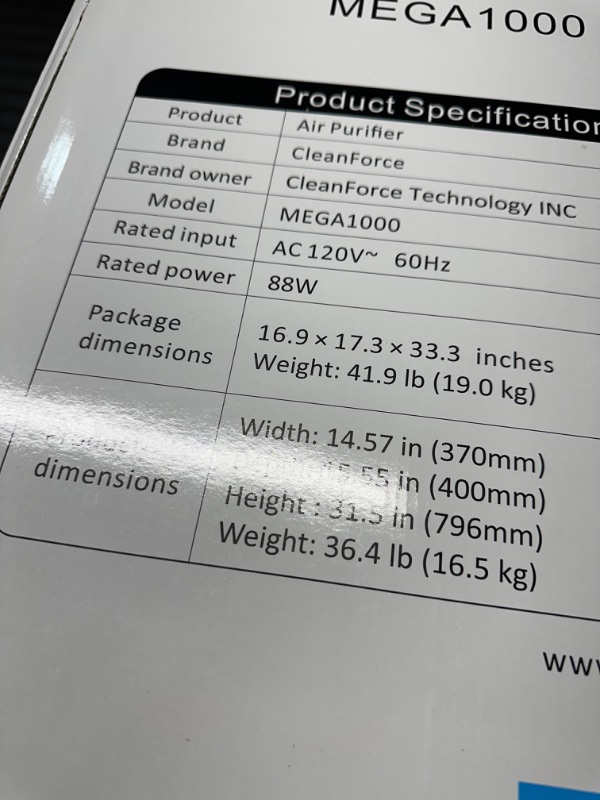 Photo 2 of CLEANFORCE Extra large Air Purifier for home large room, covers 3000 sqft, H13 True HEPA Filter, Filters 99.97% dust, pet hair, smoke, odor, pollen, VOCs, Commercial Air Cleaner for office, classroom