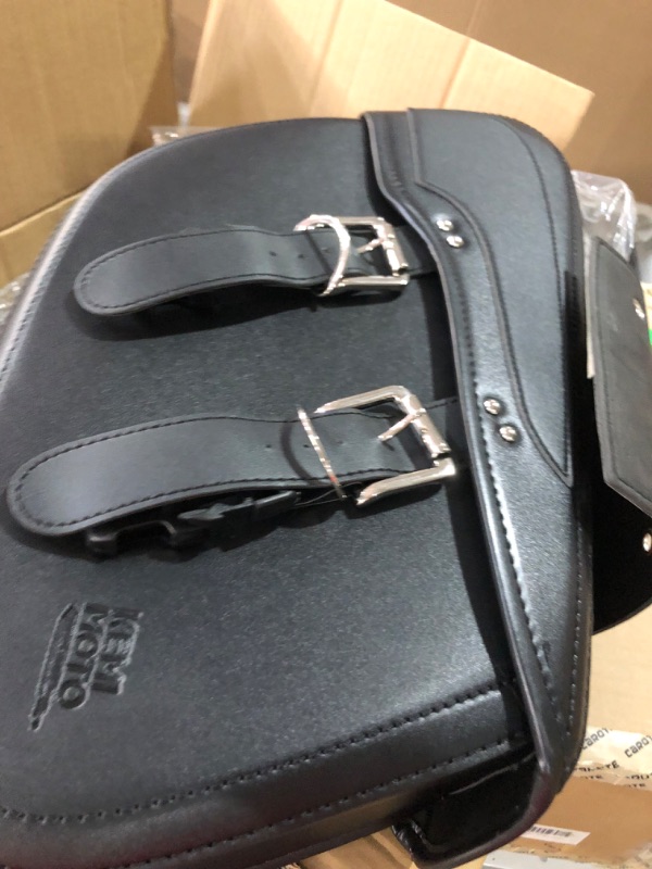 Photo 1 of kemimoto Synthetic Leather Motorcycle Saddlebag Universal 34L, Black