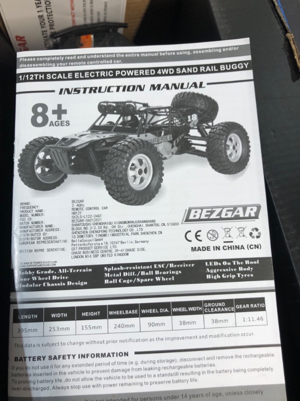 Photo 4 of (UNAVLE TO TEST) BEZGAR HB121 Hobby Grade 1:12 Scale RC Truck