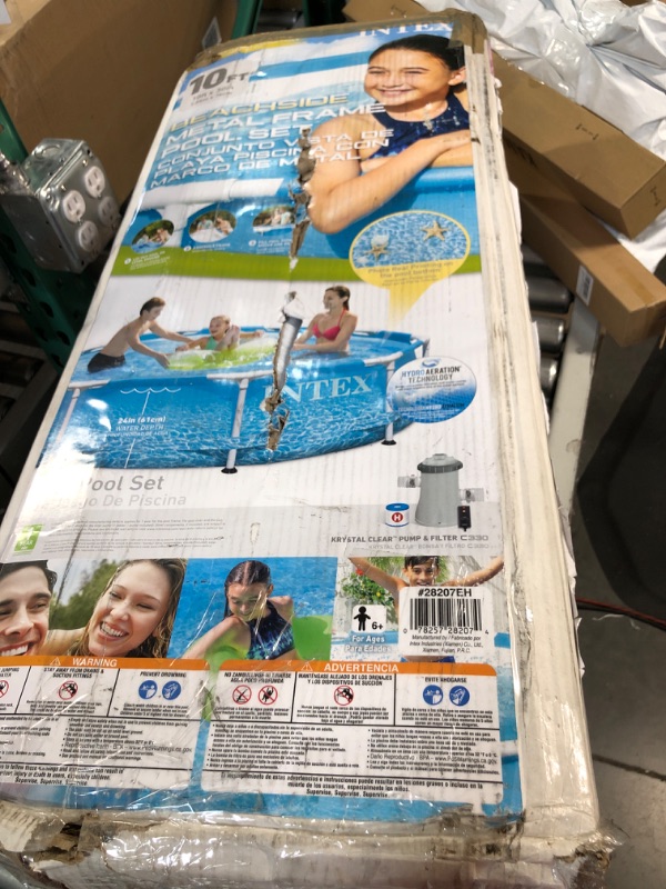 Photo 1 of INTEX 28207EH Beachside Metal Frame Above Ground Swimming Pool Set: 10ft x 30in – Includes 330 GPH Cartridge Filter Pump – Puncture-Resistant Material – Rust Resistant – 1185 Gallon Capacity