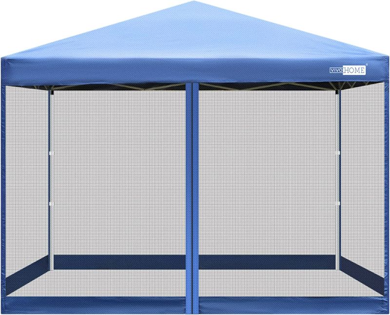 Photo 1 of (SEE NOTES) VIVOHOME 210D Oxford Outdoor Easy Pop Up Canopy Screen Party Tent with Mesh Side Walls 10x10 ft BLUE