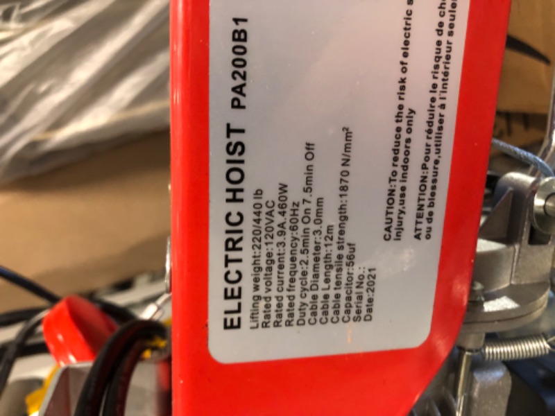 Photo 4 of (SEE NOTES) Partsam 440Lbs Lift Electric Hoist Crane Remote Control Power System (w/Emergency Stop Switch)