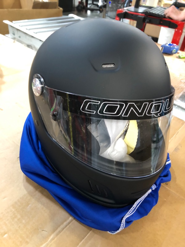 Photo 1 of Conquer Snell SA2020 Full Face Auto Racing Helmet Medium Black