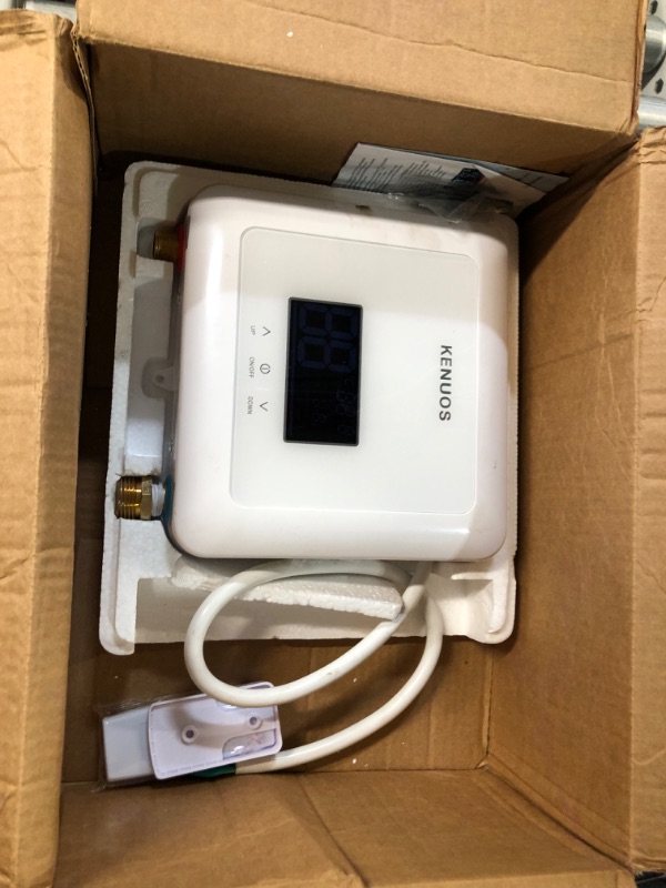 Photo 2 of **SEE NOTES**
Tankless Water Heater Electric 5500W 110V,Constant Temperature Instant Hot Water Heater with Remote Control Digital Display RV water heater for Home Kitchen Indoor(White)?Can't Use Socket?