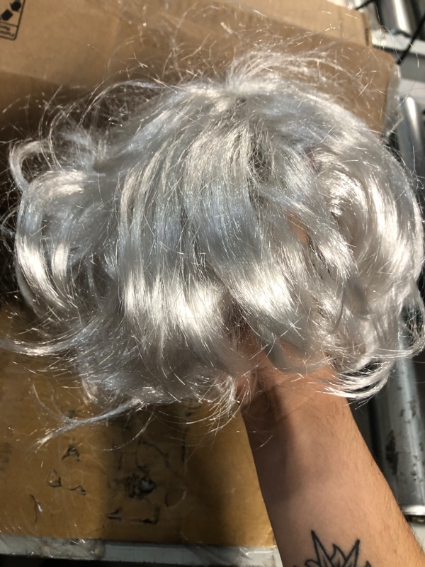 Photo 4 of **SEE NOTES**Lydell Women's Short Curly Wavy Wig Synthetic Hair Full Wig 6 inches (51 Silver Grey)