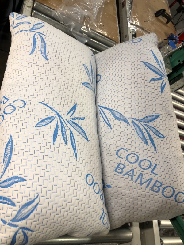 Photo 2 of 2 Pack Cool Bamboo Pillows for Sleeping - Adjustable Bed Pillows for Sleeping - Luxury Pillow for Side, Stomach and Back Sleepers (Queen Size 2 Pack) Queen (Pack of 2) 2