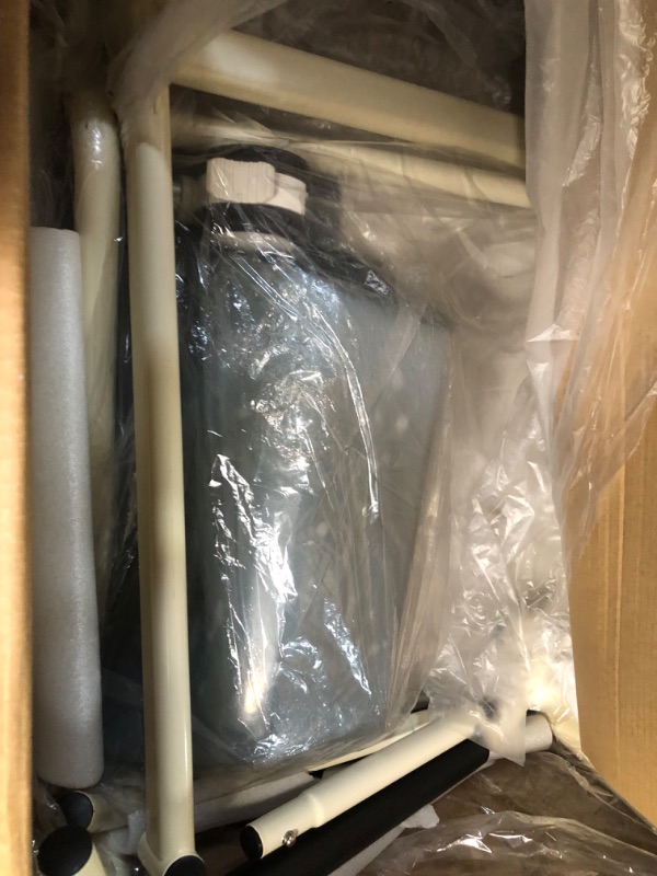 Photo 1 of Rolling Shower Chair with Drop Arms Shower Commode Chair with Locking Wheels Adjustable Height Shower Wheelchair, Suspended Base for Easy Transfer White Standard