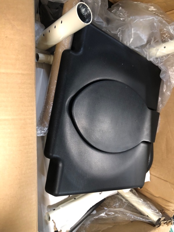 Photo 1 of Rolling Shower Chair with Drop Arms Shower Commode Chair with Locking Wheels Adjustable Height Shower Wheelchair, Suspended Base for Easy Transfer White Standard