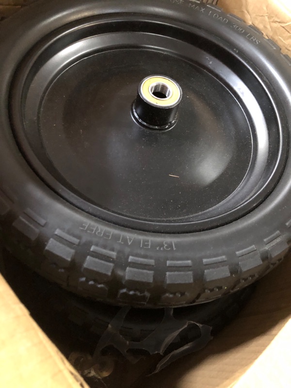 Photo 2 of (4-Pack) 13‘’ Tire for Gorilla Cart - Solid Polyurethane Flat-Free Tire and Wheel Assemblies - 3.15” Wide Tires with 5/8 Axle Borehole and 2.1” Hub 13“ Wheels -4 Pack