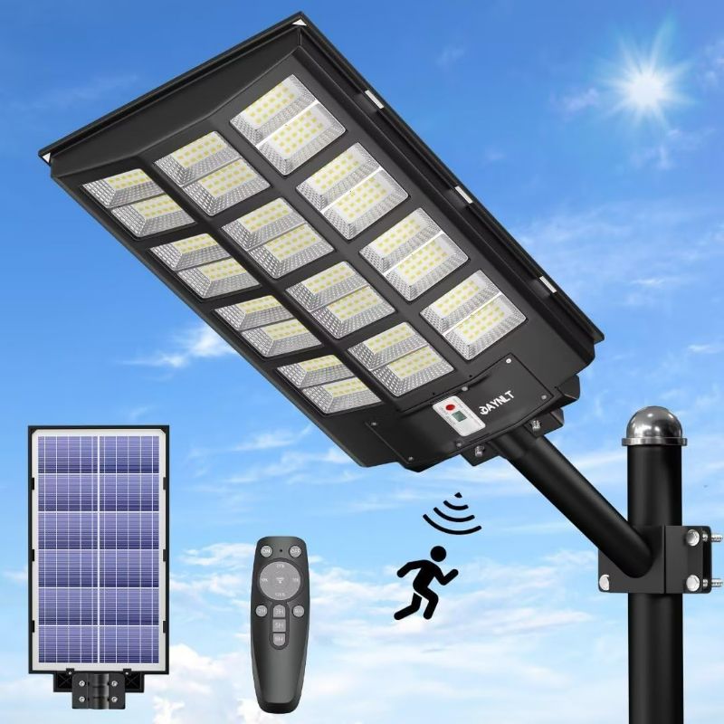 Photo 1 of **PARTS ONLY**
JAYNLT 1500W Solar Street Lights Outdoor, 200000LM 6500K Solar Parking Lot Lights Dusk to Dawn