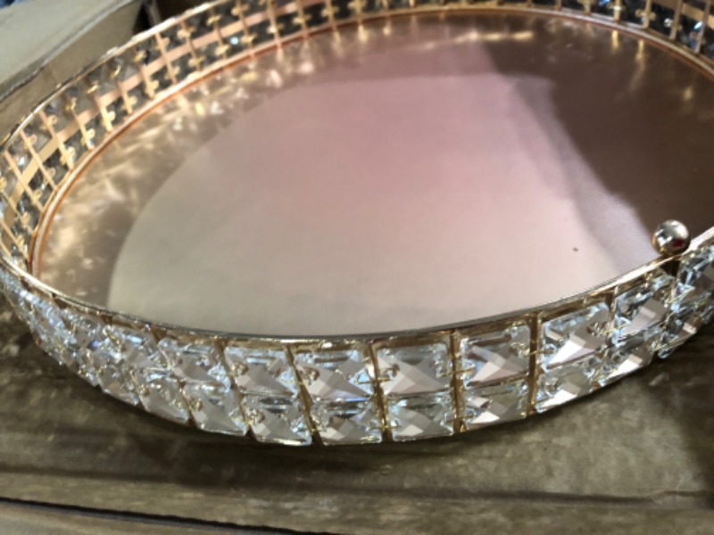 Photo 3 of 18 Inches Round Beaded Cake Stands with Shining Crystal Beads 