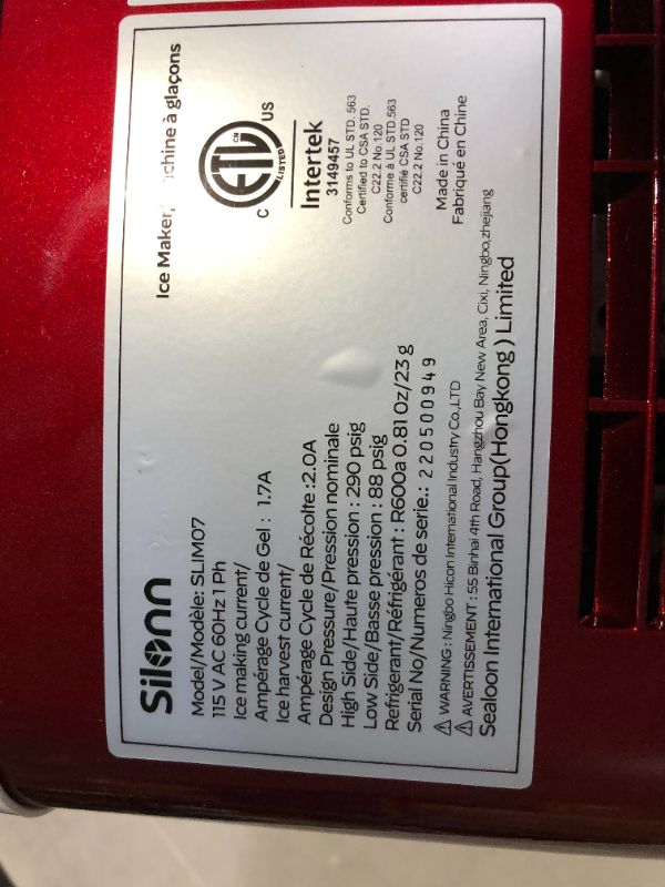 Photo 4 of ***UNTESTED - SEE NOTES***
Silonn Ice Maker Machine Countertop, 26 lbs in 24 Hours, (SLIM07)