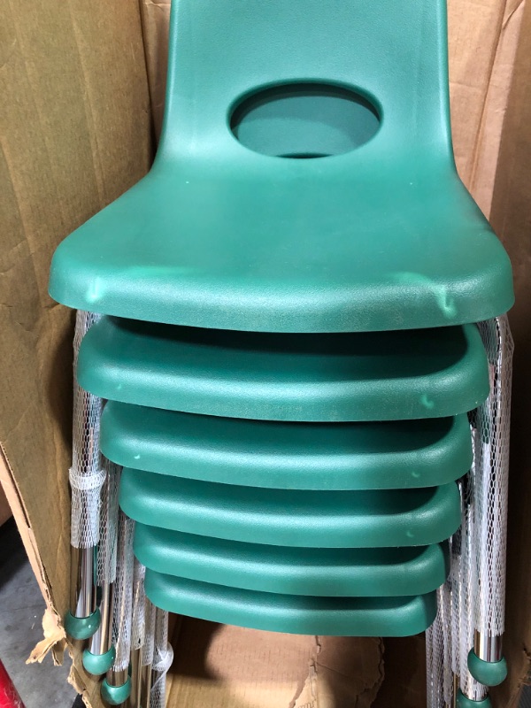Photo 4 of (USED/Minor Damage) Factory Direct Partners 10367-GN 16" School Stack Chair, Green (6-Pack)