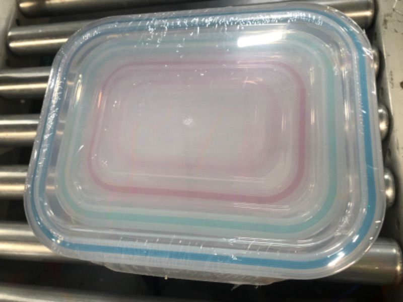 Photo 1 of LIHOOOOM Food Storage Containers with lids, 8-Piece Freezer Storage Containers Nesting Airtight Food Storage Boxes Meal Prep Plastic Containers for Kitchen Pantry 5L, Clear Container Multicolor Gasket A Multicolor-690ml/1600ml/3000ml/5000ml