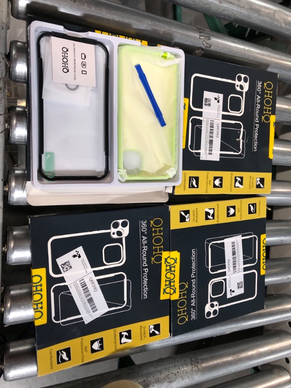Photo 1 of 4PK - QHOHQ [5 in 1] for iPhone 14 Plus Case, with 2X Screen Protector + 2X Camera Lens Protector,  Fluorescent Yellow