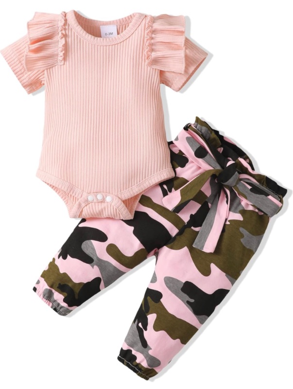 Photo 1 of 12-18 months baby pink & camo outfit