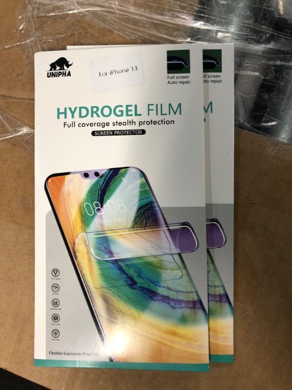 Photo 3 of ?2 Pack? Hydrogel Film Screen Protector Compatible with iPhone 13 / 13 Pro, iPhone 14 (6.1"),?High Sensitivity??Easy Installation? Transparent Soft TPU Hydrogel Protective Film (Not Tempered Film) 